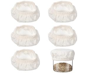 KICHOUSE 5 pezzi Copri Vasetti in Stoffa Elasticizzati per Fermentazione Coperture Riutilizzabili Lavabili per Barattoli e Ciotole per Pasta Madre e Fermentazione Casalinga
