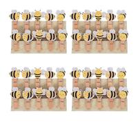 KICHOUSE 50 Pezzi Mollette in Legno con Decorazione Ape Cartone Animato, Clip per Alimenti Riutilizzabili e Resistenti, per Forniture Artigianali e Shower