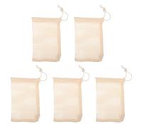 KICHOUSE 5pezzi Sacchetti di Sapone in Cotone e Lino con Coulisse, Sacchetti Porta Saponetta Beige per Viaggio e Bagno, Rete Esfoliante per Risparmio Sapone e Cura Delicata della Pelle