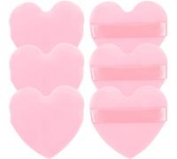 KICHOUSE 6 Pezzi Puff Cipria Piccola a Forma di Cuore in Flanella Rosa, Spugnette Trucco Leggere per Applicare Correttore e Polvere, per Trucco Professionale