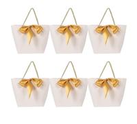 KICHOUSE 6 pezzi Sacchetti di Carta per Shopping con Manici Bianchi Piccoli da Borse Porta Spesa Pratiche per Alimentari e Frutta