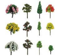 KICHOUSE 60 Pezzi Mini Alberi in Plastica per Decorazione Interna ed Esterna, Modelli di Alberi Realistici Finitura Raffinata per Diorama e Paesaggi
