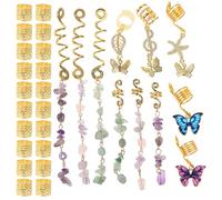 KICHOUSE Accessori per Chioma per Trecce 31 Pezzi Set Dorato, Gioielli Intrecciati Ciondoli per Dreadlock e Perle di Terrore, Clip Decorativa per Acconciature Eleganti e Spose