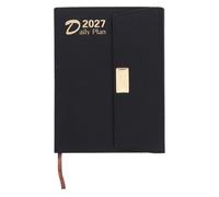 KICHOUSE Agenda Pieghevole a Tre Lati in Pelle Pu Nera Carta Elegante e Pratica, Design Portatile per Studenti Stranieri e Professionisti in Viaggio o Ufficio 2027