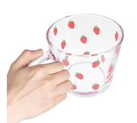 KICHOUSE Bicchiere in Vetro Motivo Fragola, Bocca Liscia e Design alla Moda, Sicuro da Usare, per Tè e Gelato, 1 Pezzo Trasparente per Bevande Riutilizzabile