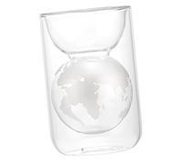 KICHOUSE Bicchiere in Vetro Resistente al Calore Doppio Strato con Mappa Decorativa Globo Tazza per Latte Acqua e Bevande Calde o Fredde per caffè e Cocktail Design Elegante