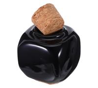 KICHOUSE Bottiglia in Ceramica Nera Tappo in Sughero Legno, Leggera e Compatta, Accessorio Pratico per Manicure da Mettere in Borsa o Zaino
