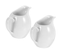 KICHOUSE Bricco per Latte in Ceramica Bianca da 330ml, Set 2 Pezzi con Fondo Robusto e Resistente alle Macchie, per Servire Salse e Latte a Tavola