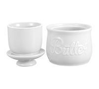 KICHOUSE Burriera in Ceramica Bianca con Coperchio Ermetico Contenitore per Burro e Formaggio Vintage Ampia Capacità per Conservazione in Cucina e Arredamento Stile Fattoria