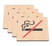 KICHOUSE Cartelli di Divieto di Fumo in Legno 4 Pannelli per Uso Domestico e Salotti Segnali di Divieto Non Fumatori Resistenti e Facili da Trasportare