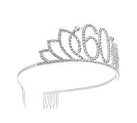 KICHOUSE Cerchietto Argento Corona Diadema Numerica 60 Anni in Lega Elegante Accessorio per Chioma Decorazione Torta Compleanno per Donne e Ragazze