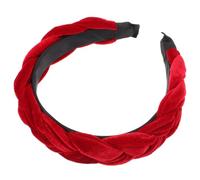 KICHOUSE Cerchietto per Chioma da Donna in Flanella Rossa Treccia Incrociata, Leggero e Comodo, Accessorio per Cerimonie e Quotidiano