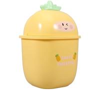 KICHOUSE Cestino da Scrivania Piccolo Coperchio, Portarifiuti a Tema Cartoni Animati in Plastica Color Limone, Mini Bidone della Spazzatura per Ufficio, Camera da Letto e Cucina