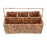 KICHOUSE Cesto Portaposate Intrecciato con Scomparti e Manico Organizer per Posate e Condimenti Cesto Porta Utensili da Tavola Portatile per Cucina Picnic e Feste