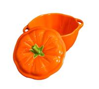 KICHOUSE Ciotola in Ceramica Coperchio e Manici a Forma di Zucca Arancione Facile da Pulire e Multifunzione, per Zuppe in Casa come Regalo per Inaugurazione