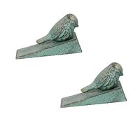 KICHOUSE Fermaporta in Ghisa Decorativo 2 Pezzi, Cuneo Fermaporta Robusto e Resistente, Protezione per Porte Domestiche e Ufficio, Design Vintage Motivo Verde Chiaro