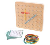 KICHOUSE Geoboard in Legno con Carte Attività e Puzzle Elastici Gioco Educativo per Imparare Forme Angoli e Strumento Didattico per Scuola e Famiglia