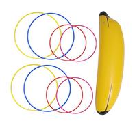 KICHOUSE Gioco Gonfiabile Banana 68 CM 4 Anelli Grandi e 4 Piccoli Set per Lancio Banana Festa Addio al Nubilato e Compleanno Accessorio per Piscina e Decorazioni Party Colore Casuale