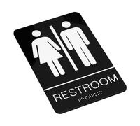 KICHOUSE Insegna Wc Unisex in Acciaio Inossidabile con Braille e Testo in Rilievo Cartello Bagno Adesivo Autoportante per Uffici Ristoranti e Servizi Pubblici Segnaletica Resistente e