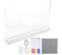 KICHOUSE Lavagna Luminosa LED in Acrilico Cancellabile a Secco Mini Lavagna Bianca da Tavolo Ricaricabile USB Luce Notturna Bacheca Portatile per Bar Ufficio e Negozi Pannello Luminoso