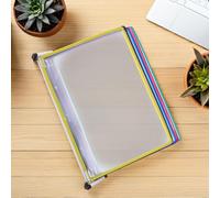 KICHOUSE Organizzatore da Parete per Documenti A4 in Ferro e PVC Portadocumenti a Parete 5 Pagine con Pannelli Espositivi a Ribalta Metodo di Visualizzazione per Ufficio con Montaggio