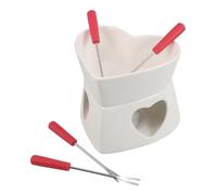 KICHOUSE Pentola per Fonduta in Materiale Ceramico a Forma di Cuore Bianca, Scaldaburro Compatto per Sciogliere Formaggio e Cioccolato, Riscaldamento Rapido per Incontri di Gruppo