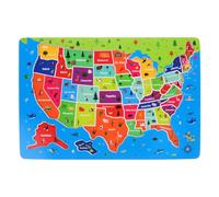 KICHOUSE Puzzle in Legno per Bambini Educativo 2 in 1 Mappa Geografica Competenze Linguistiche e Spaziali per Scuola Domestica e Attività Didattica