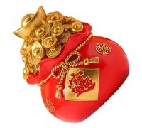 KICHOUSE Salvadanaio a Forma di Sacchetto della Fortuna Rosso Grande in Resina Contenitore per Monete di Buon Auspicio Decorazione da Scrivania per Resistente e Durevole per Uso