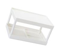 KICHOUSE Scaffale da Scrivania Bianco Doppio Strato in PP Resistente Organizer Compatto Salvaspazio per Cancelleria Cosmetici e Prodotti per Cura Personale per Casa e Ufficio