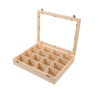 KICHOUSE Scatola Espositiva in Legno con Scomparti Trasparenti Organizer per Collezione di Pietre e Rocce Contenitore Versatile per Minerali e Campioni