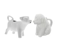 KICHOUSE Set 2 Pezzi Lattiera Ceramica a Forma di Animale Manico, Capacità 40ml, Colore Bianco, per Servire Salse o Contenuti Caldi a Casa o Ristorante Western