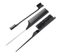 KICHOUSE Set 3 Pezzi Spazzola e Pettine per Mèches Doppia, Pennello Speciale per Colorazione Chioma, Pettine in Plastica per Styling Professionale e Uso Parrucchiere