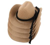 KICHOUSE Set 4 Mini Cappelli da Cowboy in Miniatura Floccati 8Cm per Bambole e Burattini Accessori per Travestimenti e Decorazioni Feste Western