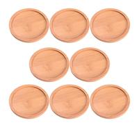 KICHOUSE Set 8 Sottovasi Rotondi in bambù per Vaso da Interno ed Esterno, Vassoio Resistente e Non Deformabile Alta Durezza, Come Sottopiatto Decorativo