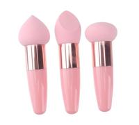 KICHOUSE Set da 3 Penne per Trucco e Spugnette per Cipria Lavabili Strumenti per Trucco di Bellezza Multiuso per Fondotinta Correttore e Cipria Uso Quotidiano per Make-Up Naturale