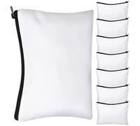 KICHOUSE Set da 8 Pochette Cosmetiche in Tela Cerniera Bianca, Personalizzabili Diy, Materiale Canvas e Pu, per Viaggi Quotidiani e D'affari