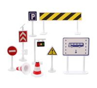 KICHOUSE Set Giocattoli Segnali Stradali per Mini Semaforo Luminoso e Coni Plastici Modelli Educativi di Traffico per Giochi da Tavolo e Apprendimento Norme di Sicurezza