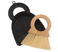 KICHOUSE Set la Pulizia da Tavolo con Scopa Portatile in Bambù e Plastica, Spazzola con Setole Morbide e Paletta con Bordo Ampio, per Uffici e Auto