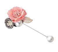 KICHOUSE Spilla da Donna a Forma di Doppio Fiore con Perline Imitazione e Tessuto in Lega, Decorazione Elegante per Abbigliamento Quotidiano e Cerimonie