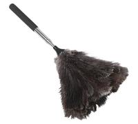 KICHOUSE Spolverino Estensibile in Pelo di Struzzo Manico in Acciaio Inox 115 Cm per Ventilatori da Soffitto, Spolverino Statico per Pulizia Casa, Strumenti Multifunzione per Rimuovere