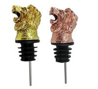 KICHOUSE Tappi Versatori per Vino a Testa di Leone in Lega, Set da 2 Pezzi Oro Rosa e Dorato, Tappi per Bottiglie per Feste in Casa, Versatore Sicuro e Leggero per Bottiglia di Vino