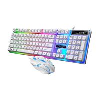 KICHOUSE Tastiera e Mouse Cablato USB con Retroilluminazione Colorata Design Ergonomico e Uso Compatibile con Computer e Laptop