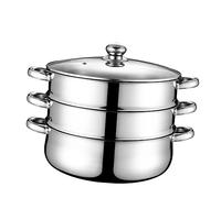 KICHOUSE Vaporiera in Acciaio Resistente Tre Strati Pentola per Zuppa Vapore Super Spessa per Cucinare Zuppe per Famiglia