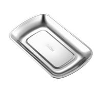 KICHOUSE Vassoio Rettangolare in Acciaio Resistente per Servire Snack e Dolci Leggero e Facile da Pulire per Buffet e Feste Dimensioni Compatte e Portatile