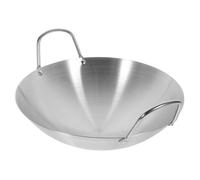 KICHOUSE Wok in Acciaio Inox Con Fondo Tondo 26 Cm Padella Grande Capacità Per Cucina a Gas Riscaldamento Uniforme E Facile Da Pulire Utensile Da Cucina Ideale Per Casa E Barbecue