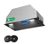 KICHPOWER Cappa Aspirante da Incasso 52cm Nera, 750 m³/h, Controllo Gestuale e Tattile, 3 Velocità + Booster, Silenziosa 64 dB, Illuminazione LED, Doppia Modalità (Scarico/Ricircolo), Classe A+++