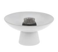 Kichvoe 1 Set di Vasi per Fiori in Ceramica con Supporto per Spilli in Acciaio Inossidabile, Supporto per Fissaggio Floreale in Stile Giapponese per Composizioni Ikebana, Vaso con Piede Bianco