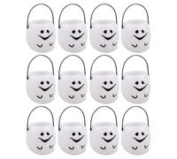 Kichvoe 12 Pezzi Secchiello Halloween Bianco a Forma in Plastica Riutilizzabile Grande Capacità per Dolcetti e Decorazioni Festa Outdoor e Natale