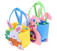 Kichvoe 2 Pezzi Borsa di Feltro Pasquale con Maniglia, Sacchetti a Forma di Coniglietto Pasquale, Cestini Pasqua Vuoti in Feltro Morbido per Attività Fai da Te e Decorazioni