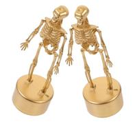 Kichvoe 2 Pezzi Decorazione Halloween Scheletro per Adulti in Plastica Oro, Riutilizzabile e Facile da Esposizione per Feste di Halloween e Premi Divertenti